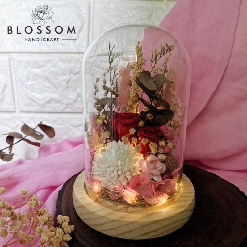 Big Preserved Rose Glass Dome / everlasting flower dome / dried flower dome / everlasting rose dome