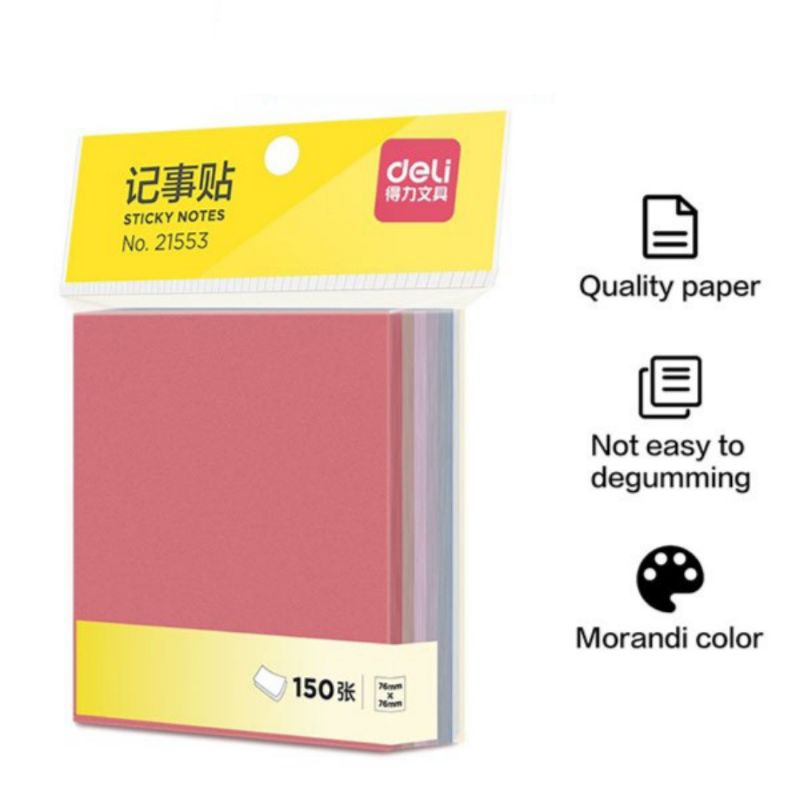 

Deli Sticky Note / Memo Tempel 3x3 150 lembar Kertas 80g 21553 lengket kuat tidak mudah robek tidak mudah copot peralatan sekolah peralatan rumah alat tulis kantor ATK terbaru