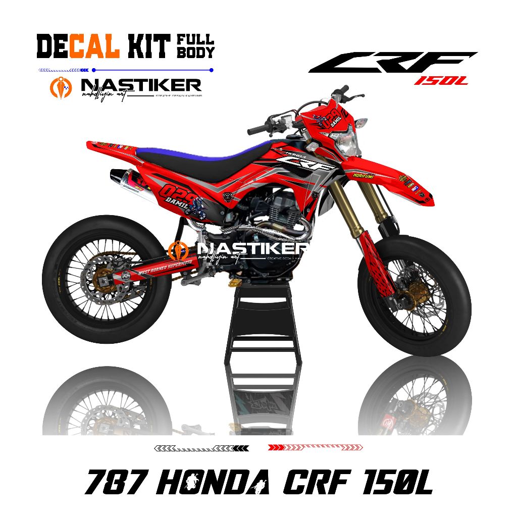 decal crf 150l hologram merah - stiker decal crf fullhologram merah bisa reques