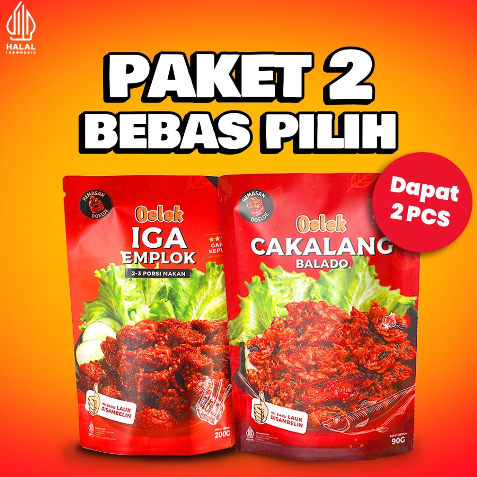 

Limited Product Oelek Paket 2 Bebas Pilih Iga Emplok Cakalang Balado Cumi Cabe Ijo Ayam Kecombrang Lauk Siap Saji
