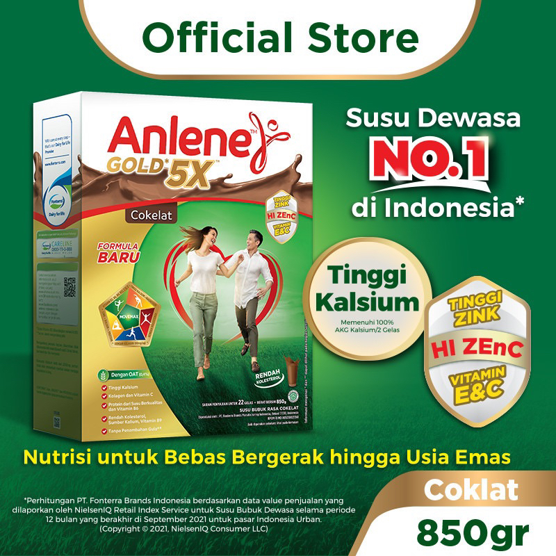 

EXP MARET 2026 Anlene Gold 5X Susu Bubuk Dewasa Cokelat VANILA Original 850g - Nutrisi Tinggi Kalsium Untuk Tulang, Sendi, dan Otot