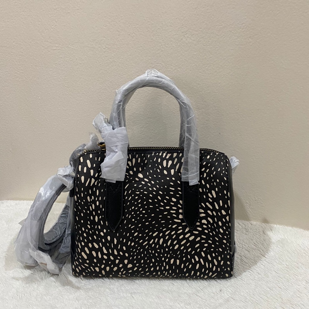 Fossil mini sydney satchel black cheetah