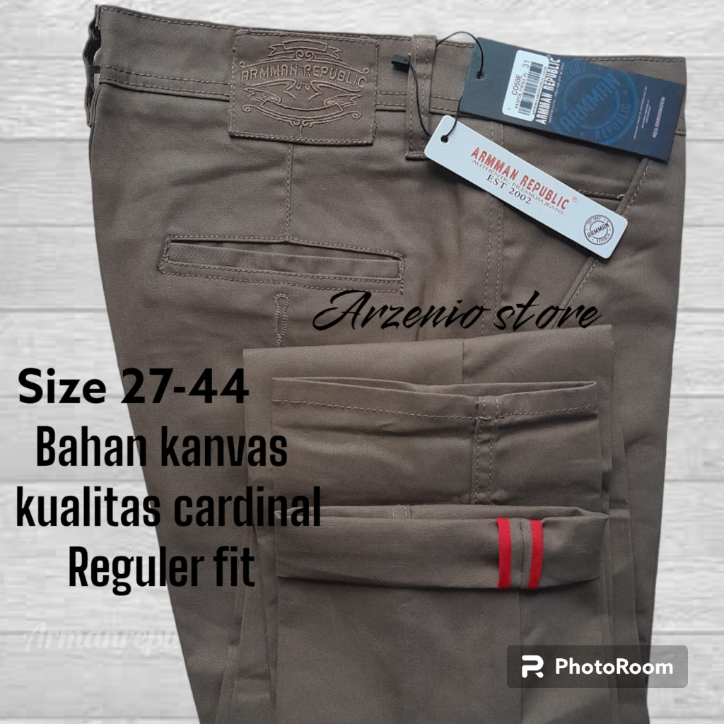 Celana Panjang Pria Chinos Premium Original 100% bahan kanvas cardinal arman republic Jumbo 27 Sampai Big size 44 arm01pj