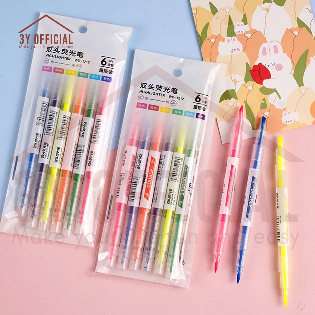 

3Y Set Stabilo Warna DOUBLE SIDE Isi 3 in 1 / Set Highlighter Warna Isi 3in1 / Stabillo Warna-Warni Set