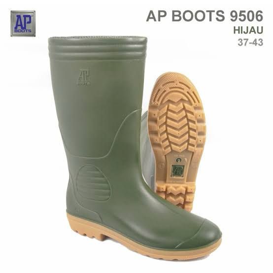 Sepatu Ap Boots Karet 9506 Pria Dewasa Sepatu Ap Boots Safety Hijau Kuning Orange Hitam