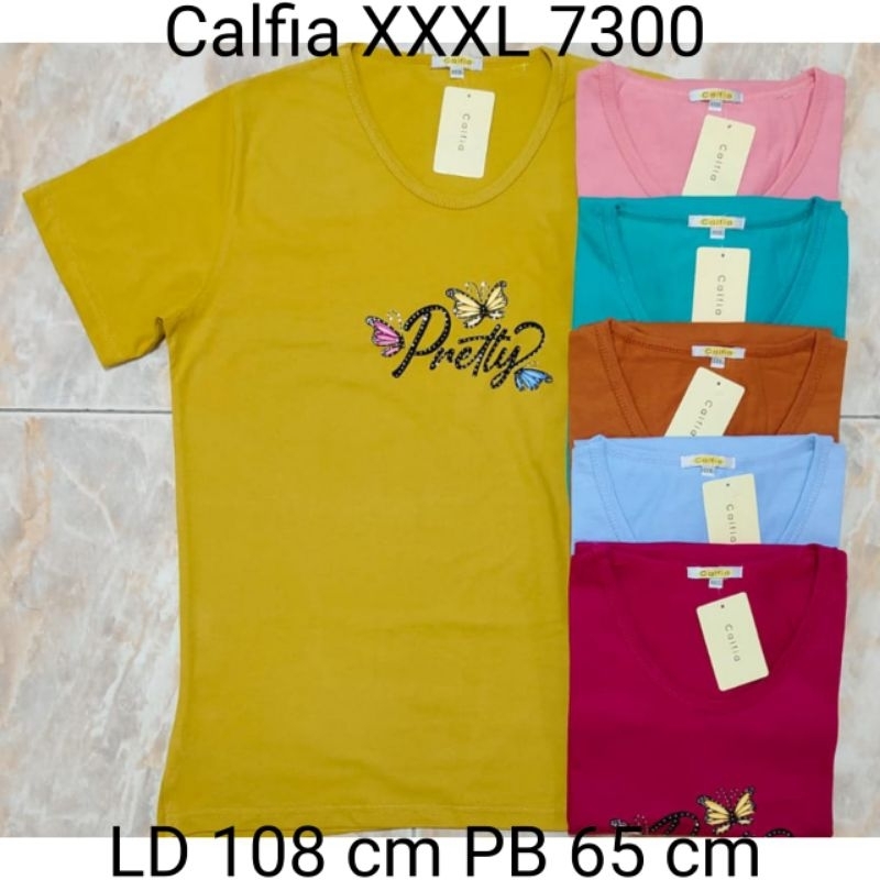 Calfia Kaos Wanita Jumbo Lengan Pendek Ukuran XXXL Bigsize  CL3-01