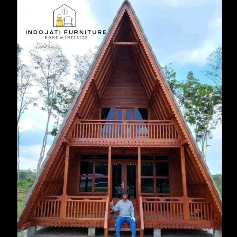 rumah lumbung kayu jati minimalis lantai 2