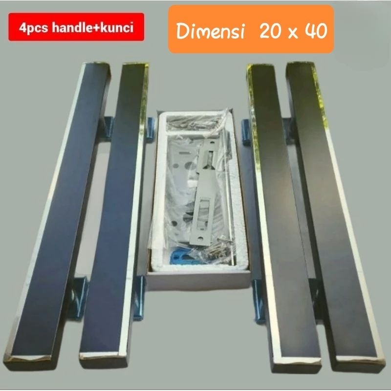 4 Handle pintu rumah dua pintu + set kunci stainless anti karat 80cm 100cm / gagang pintu / tarikan 