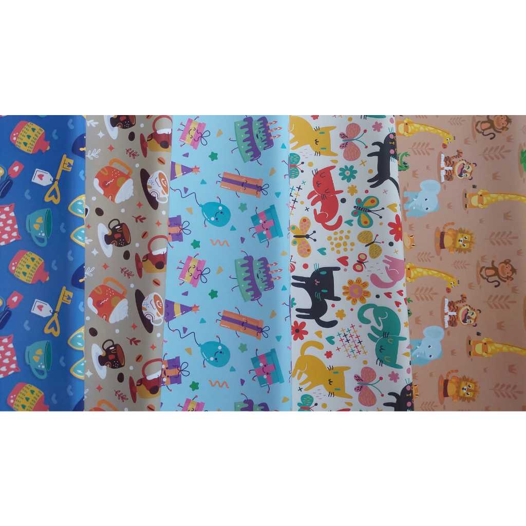 

(ECER) KERTAS KADO BUNGKUS KADO KARAKTER/MOTIF HADIAH LUCU BERUANG BAYI PESTA ULANG TAHUN LAHIRAN BATIK COOKIES STRAWBERRY BEAR KUCING CAT