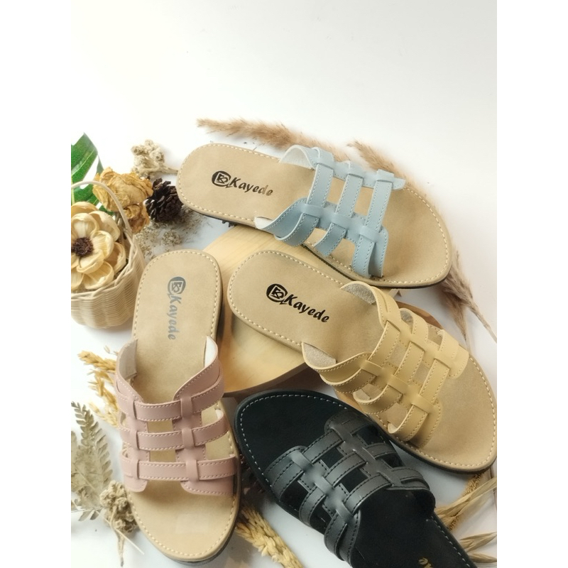 kayede.Sandal Slop Wanita Karet Nonslip/Sandal Flatform/Sandal Selop Cewek Kekinian