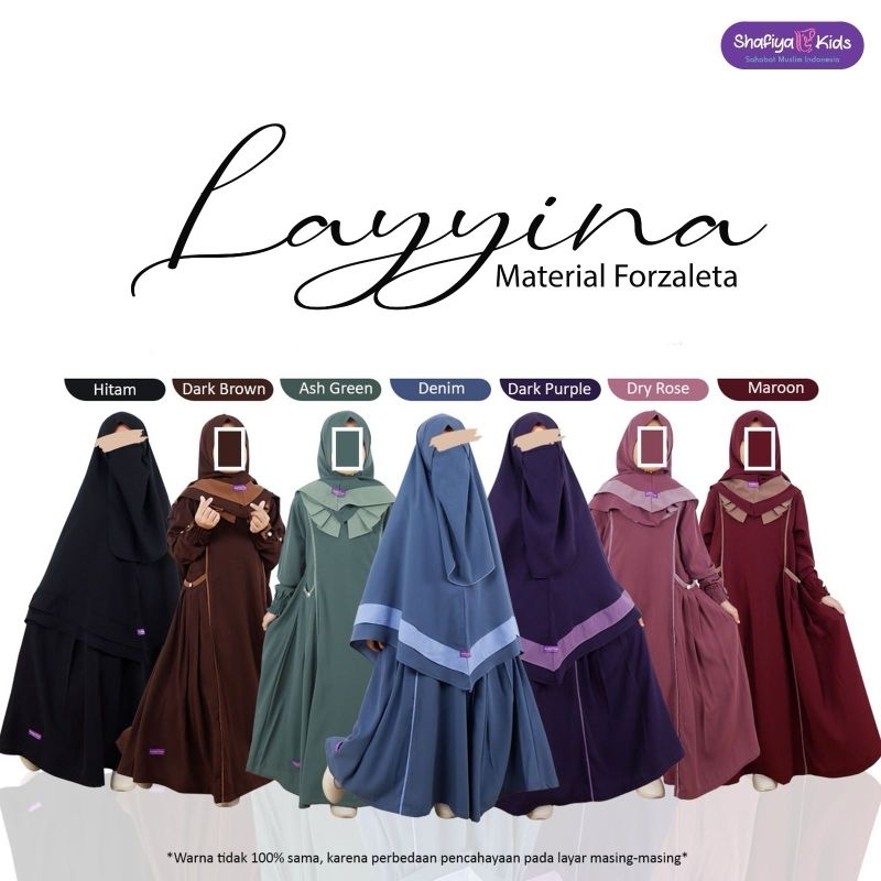 Set Gamis anak syar'i bahan forzaleta  dari Shafiya Kids