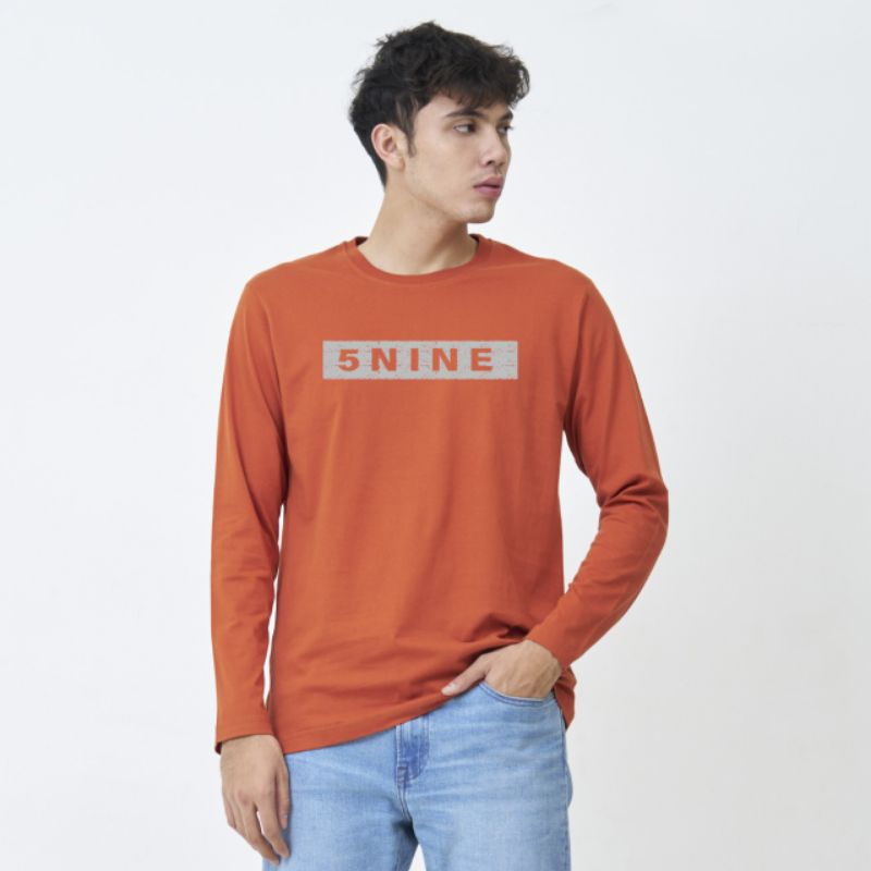 kaos distro lengan panjang pria wanita cx59 fiftynine merah bata teracotta