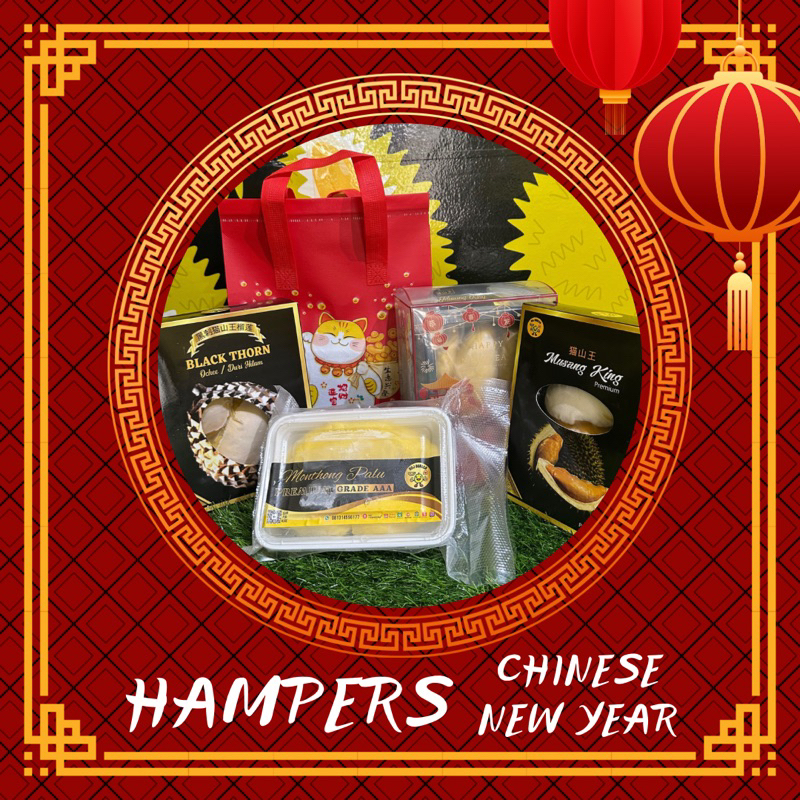 

Hampers Imlek/Parcel Imlek/Hampers CNY/Durian Musangking/Black Thorn/Monthong Palu/Duren