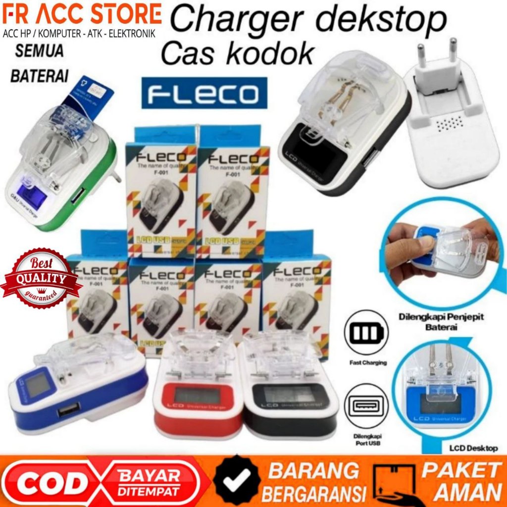 Charger Desktop Universal Fleco Charger Kodok LCD Charger Baterai Hp CAS KODOK