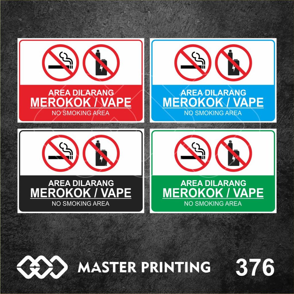 

376 - Stiker Area Dilarang Merokok/Vape, Sticker Vinyl, Premium, Tahan Air, Termurah, Bisa Custom