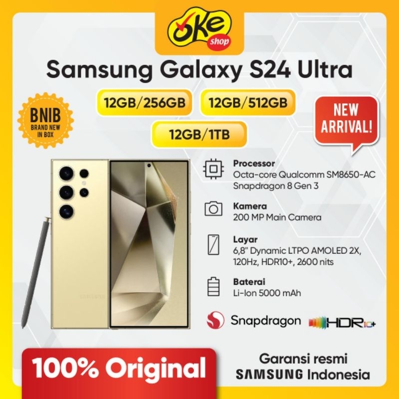 Samsung Galaxy S24 Ultra 5G  ( 256GB , 512GB ) - Garansi Resmi Samsung Indonesia