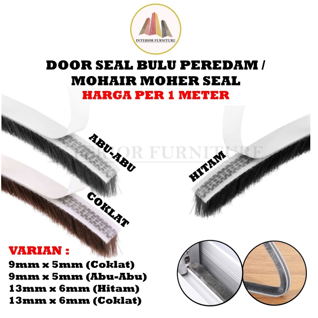 Moher Mohair Bulu  Door Seal Peredam Pintu Jendela Moher Aluminium Perekat Dan Tanpa Perekat