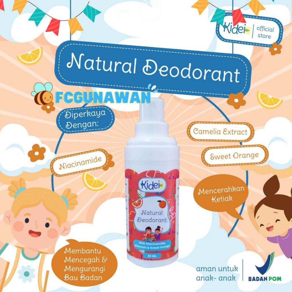 KIDEI Deodoran Anak Kids Spray Tanpa TAWAS, Alkohol & Pewangi