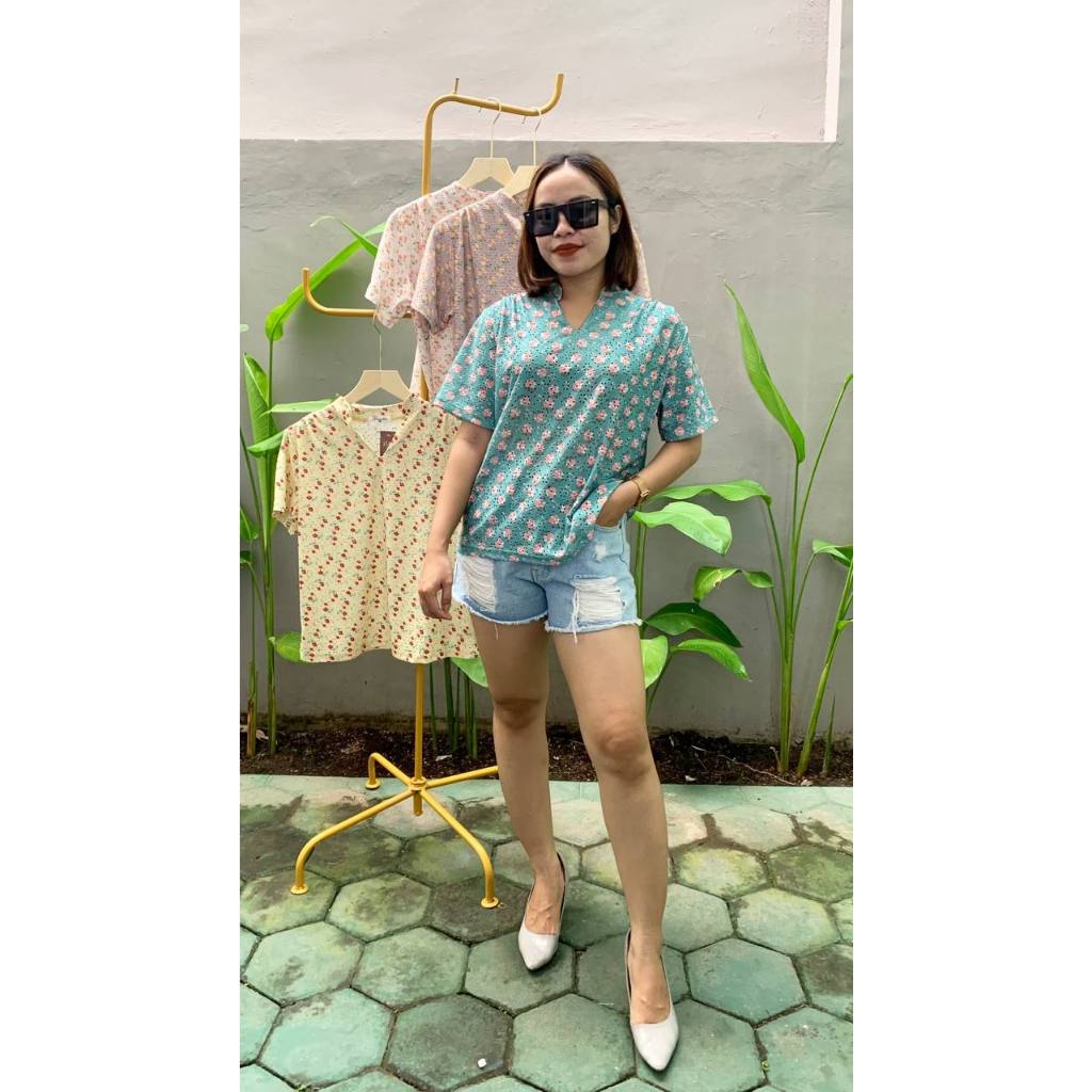 NOLLA - Blouse Katbol Atasan Bunga Baju Wanita Bangkok Import Premium Bkk