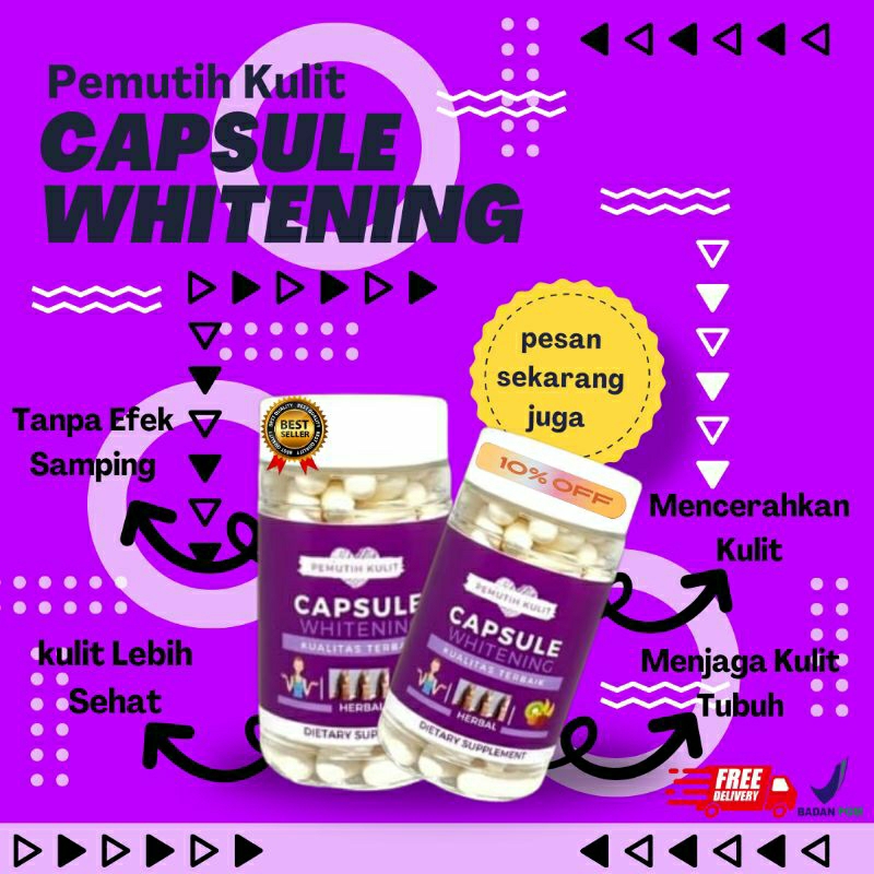CAPSULE PEMUTIH KULIT CAPSULE WHITENING PEMUTIH KULIT BADAN DAN WAJAH DAN MENJAGA SEMUA JENIS KULIT