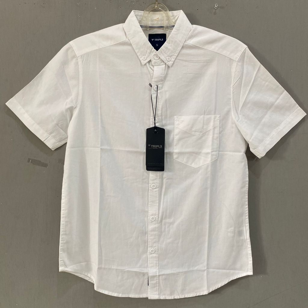 KEMEJA KOKO MERK TRIPL3 WARNA PUTIH SS416 LENGAN PENDEK