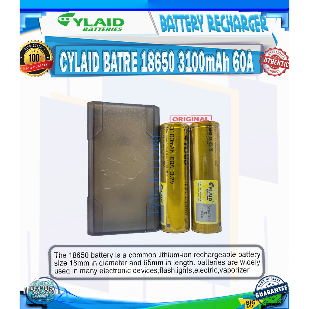 BATTERY/BATRE CYLAID GOLD 18650 3100mAh 60A ORIGINAL CYLAID