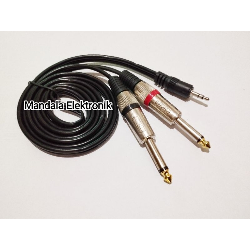 Audio Splitter Connecter 3.5MM Aux Jack 1 Male to 2 Akai mono 6.5mm