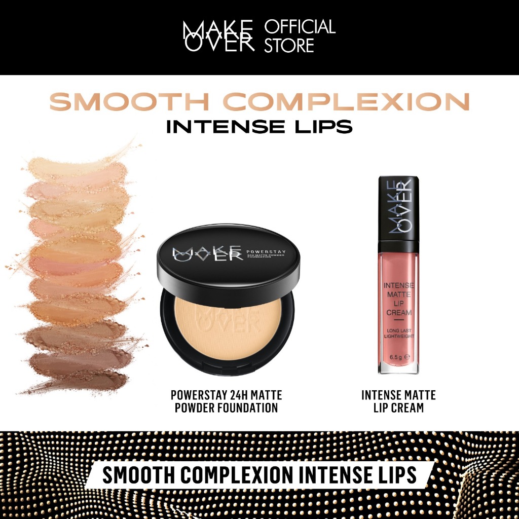 Make Over Smooth Complexion Intense Lips : 24H Powerstay Matte Powder Foundation, Intense Matte Lip 