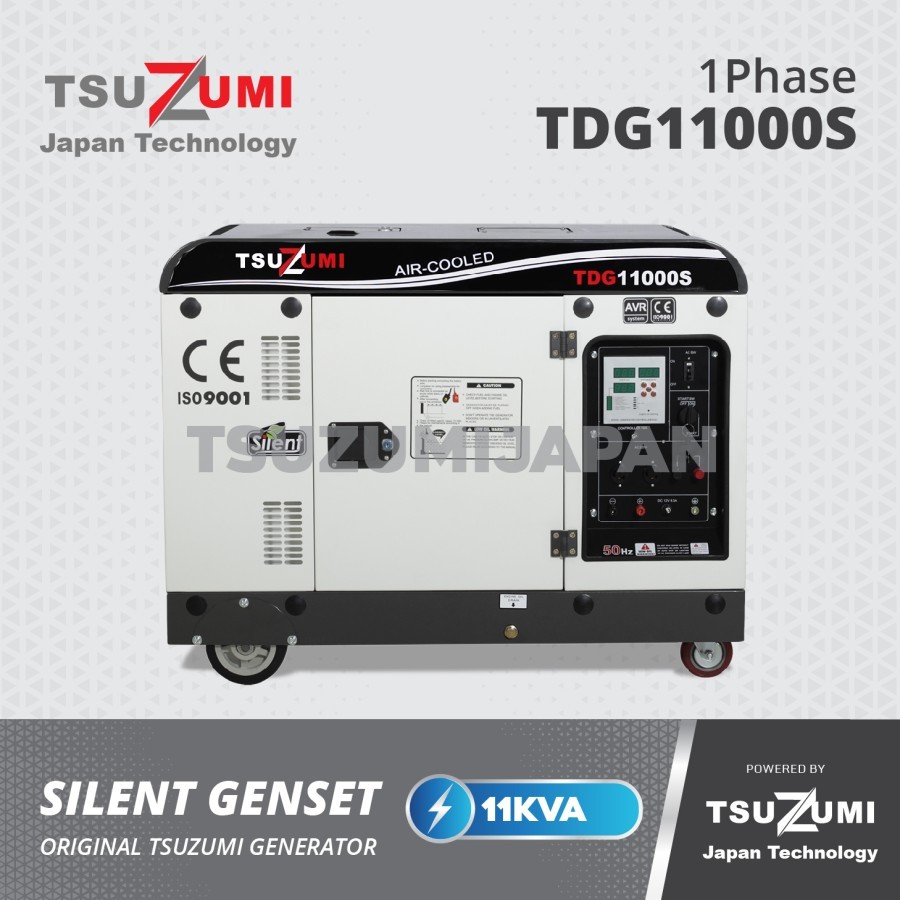 Genset 10 KVA silent 1 phase TDG 11000S Tsuzumi Japan Technology
