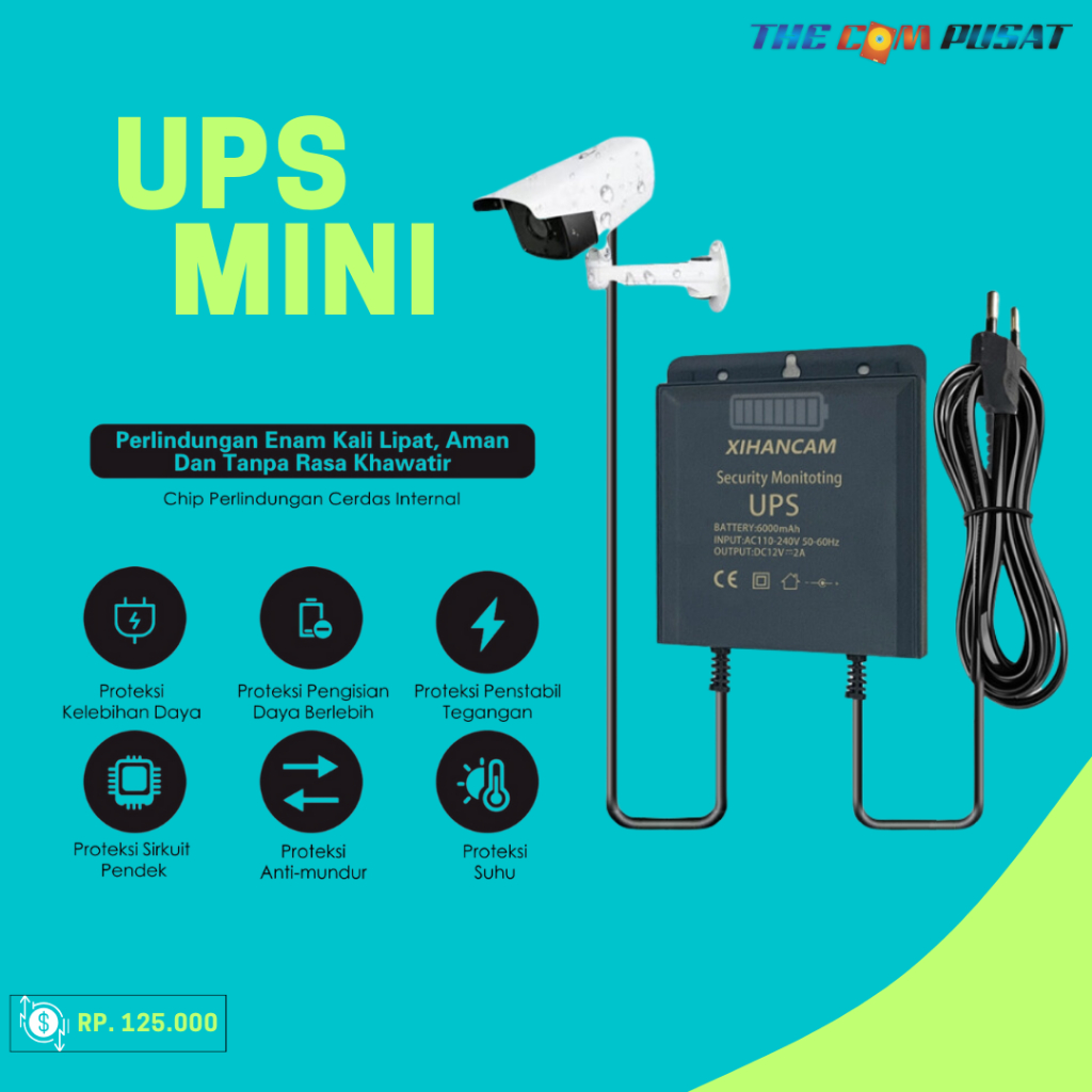 XIHANCAM UPS Mini Travel Adaptor Cctv Baterai Internal DC 12V 2A