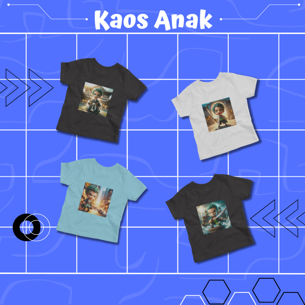 KAOS ANAK TEMA RORONOA ZORO/ KAOS CUSTOM RORONOA ZORO