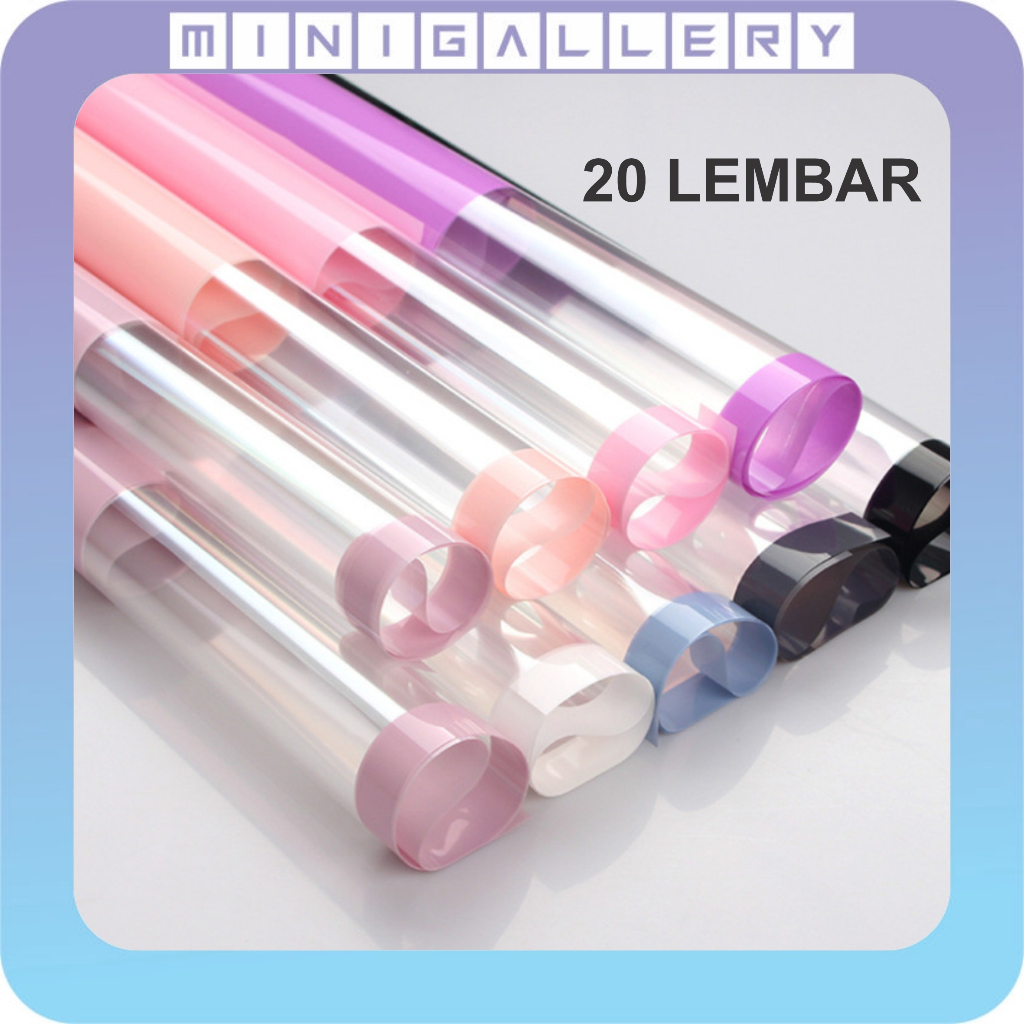 

20 LEMBAR Kertas Buket Cellophane Flower Wrapping Paper Color Frame Transparan List Waterproof KB6054