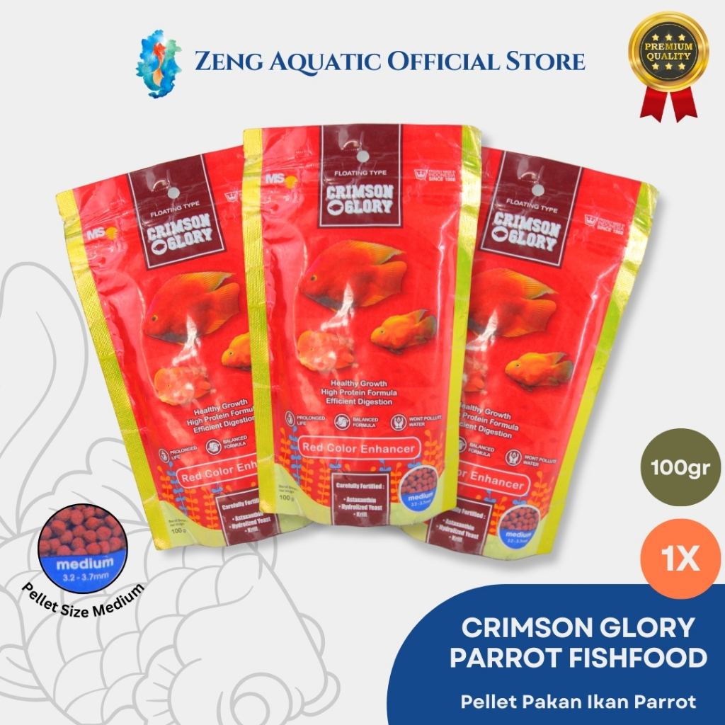 Pelet Louhan Crimson Glory 100Gr – Pakan Jenong & Warna Terbaik Ukuran Medium by Zeng Aquatic