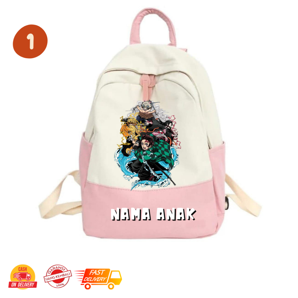MamacaBagz / DEMON SLAYER - Tas Ngaji Anak - Tas Anak Muslim - Tas Ransel Custom Anak - Tas Ransel A