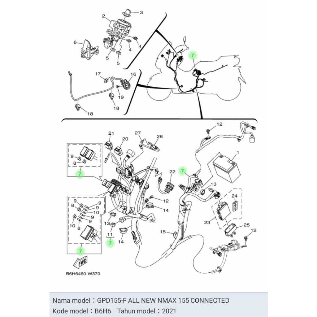 WIRE HARNESS KABEL BODY BODI ALL NEW NMAX CONNECTED NON ABS ASLI ORI YAMAHA B6Y H2590 71