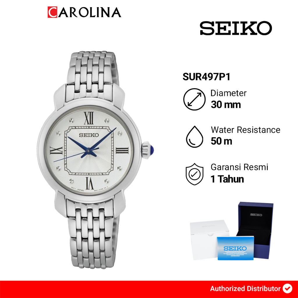 Jam Tangan Wanita Seiko SUR497P1 Discover More White Dial Stainless Steel Strap