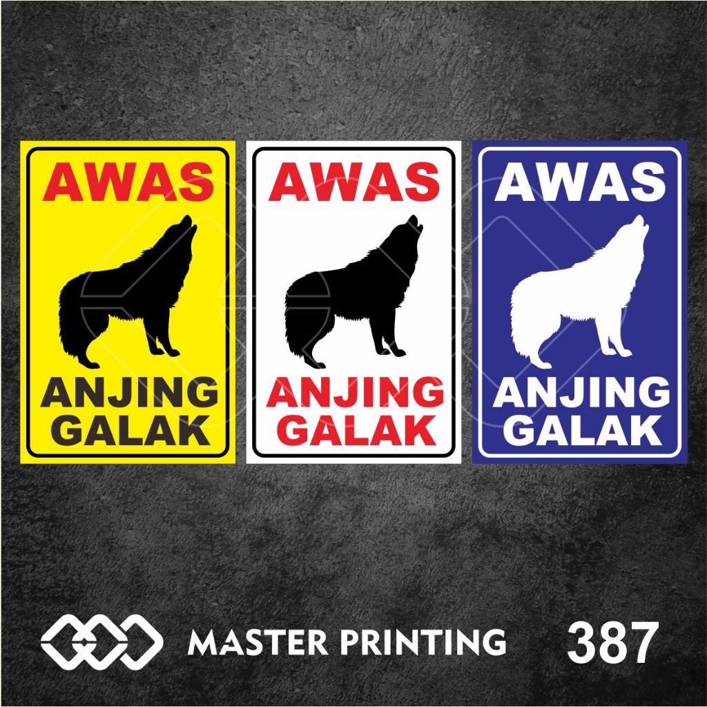 

387 - Stiker Awas Anjing Galak, Sticker Vinyl, Premium, Tahan Air, Termurah, dan Bisa Custom