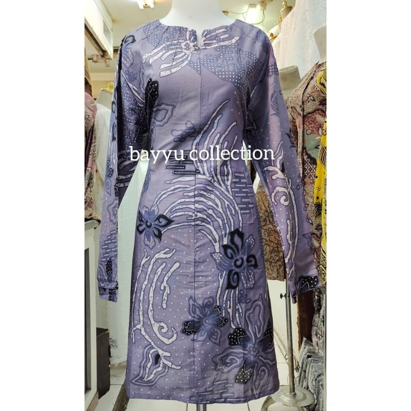 Tunik batik wanita resleting depan