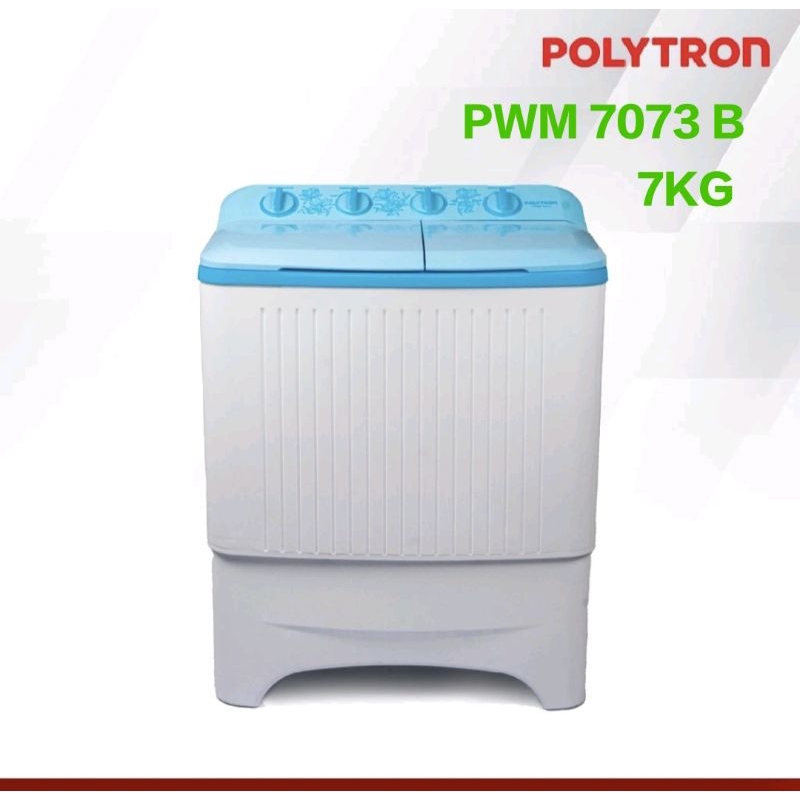 Polytron Mesin Cuci 7Kg  PWM 7073B Twin Tub / Mesin Cuci Polytron 2Tabung 7KG