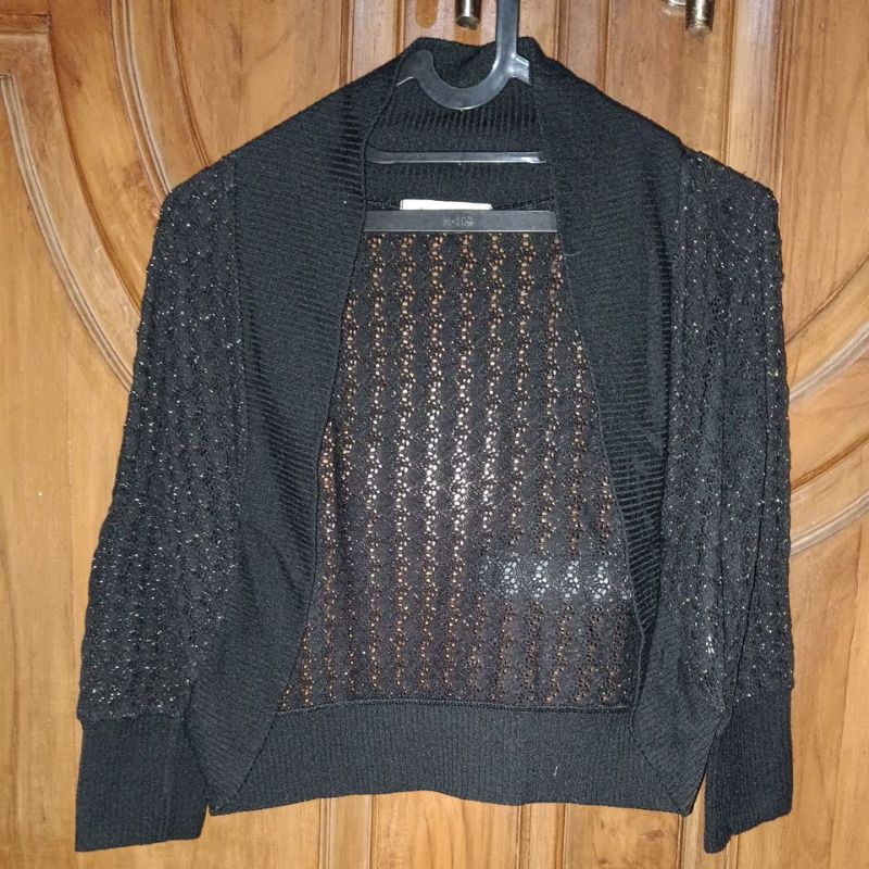 PRELOVED ABC UNE FACE Outerwear Rajut Jaring Wanita Hitam Glitter