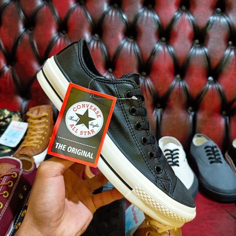 Sepatu Sneakers Converse All star Kulit Hitam low Grade Original Best seller Sepatu Sekolah/fashion 
