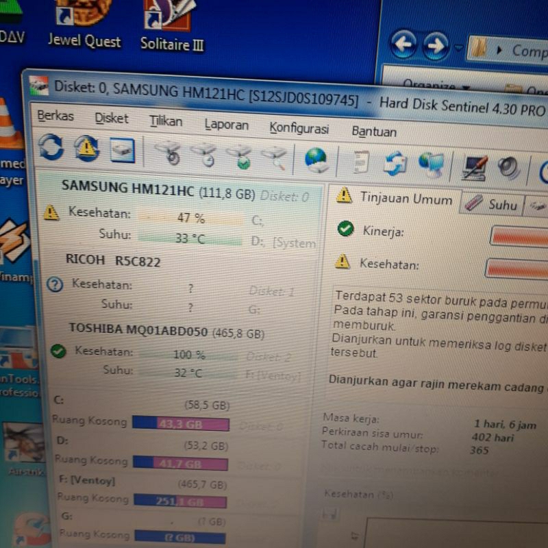 hardisk laptop ata/ide 120gb