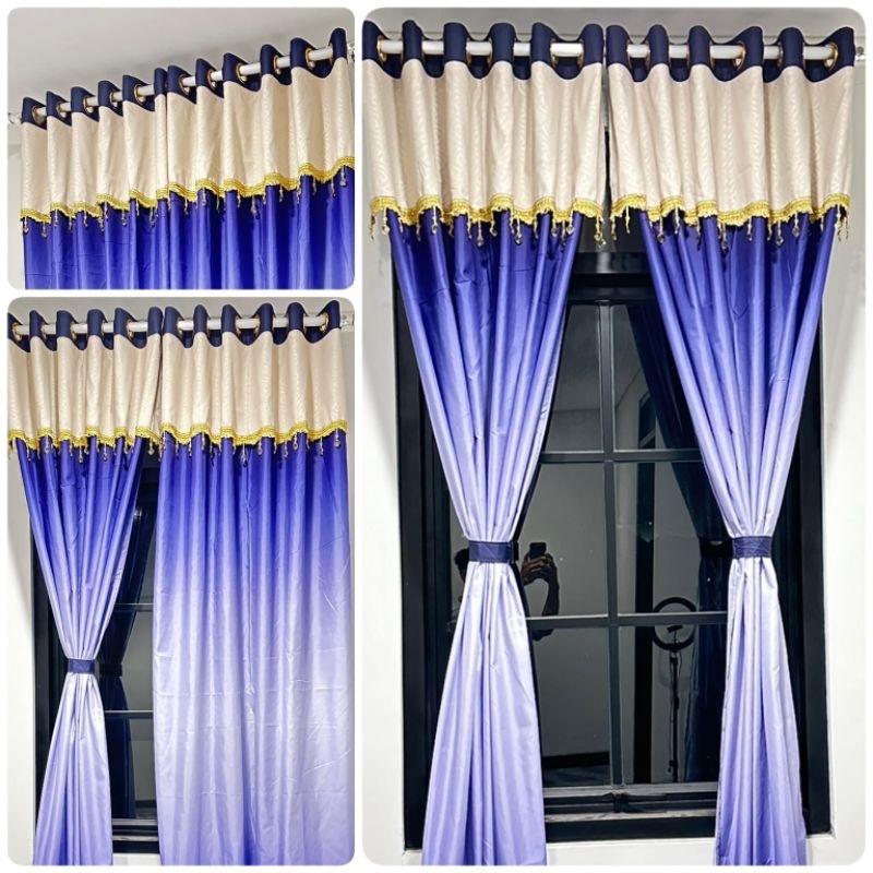 Gorden Smokring Poni Renda Kristal Mewah Ukuran 120 x 220 Free Tali Gorden