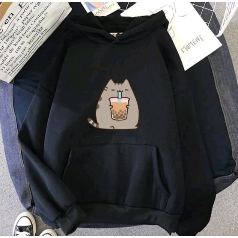 Hoodie flecce wanita terbaru kucing boba