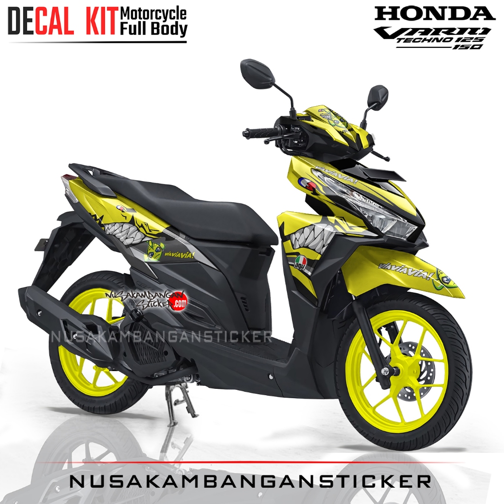 Decal Stiker All New Vario 125-150 Shark Agv Kuning Sticker Full Body