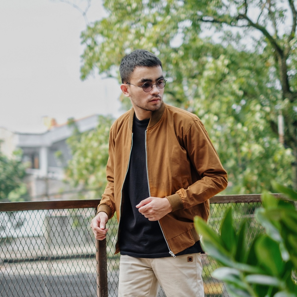 BAPIN Jaket Bomber Canvas Pria Deluxe Gold