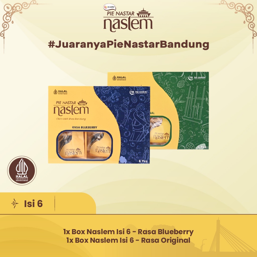 

Pie Nastar Naslem Mix 1 box Blueberry +1 box Original isi 6 pcs Oleh-Oleh Bandung by Ina Cookies