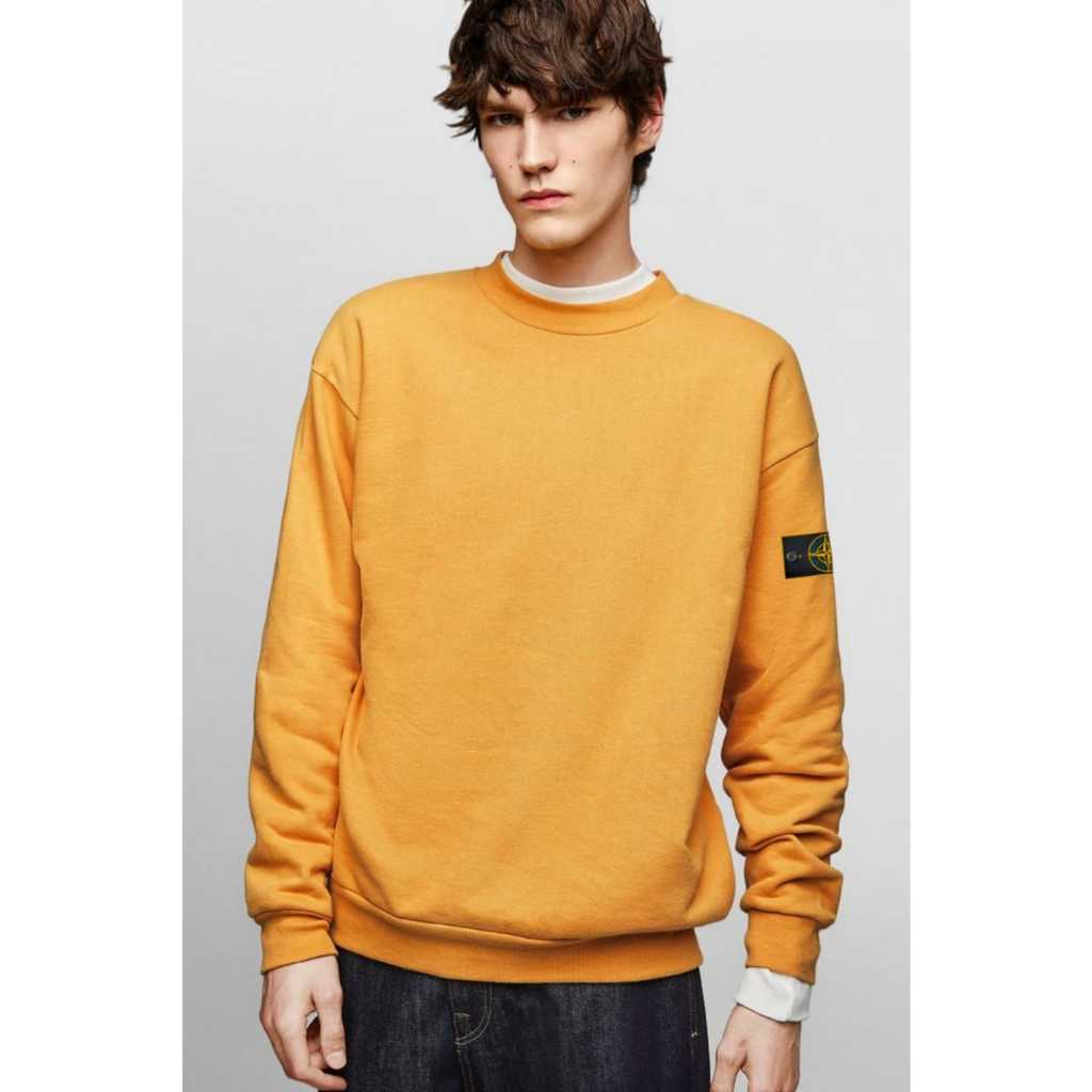 Switer Branded Stone Island Mustard Bahan Tebal Premium Pria Wanita