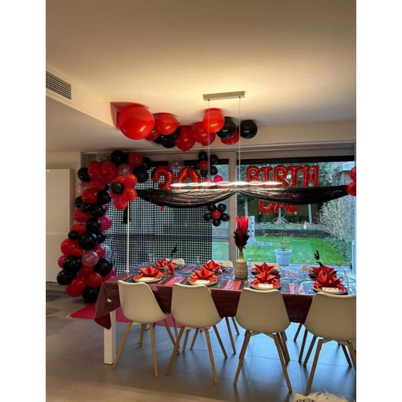 Paket balon dekorasi ulang tahun black red mewah dewasa / remaja