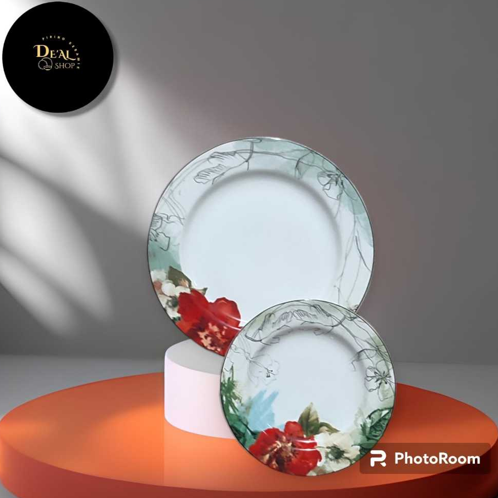 01438 Set Piring Keramik Motif / Piring Keramik Motif Set / Piring  Hias Keramik / Piring Dekor Kera
